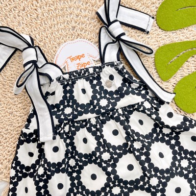 Conj. Bata Bolinhas e Short - Preto e Branco